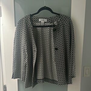 Black and White Blazer with Polka Dot Pattern